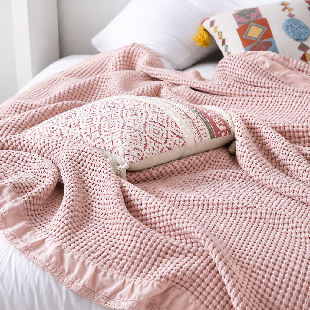 Plaid gaufré effet velours uni – guide des tailles