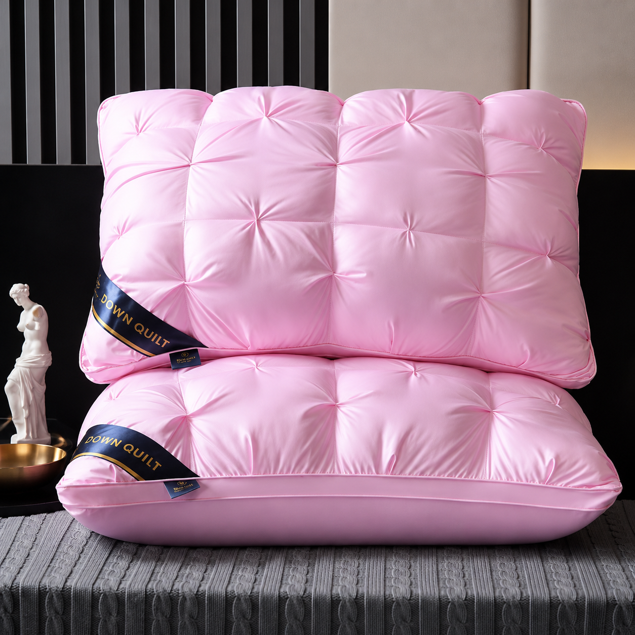 Oreiller confort doux en polyester et coton – vue rapprochée du tissu
