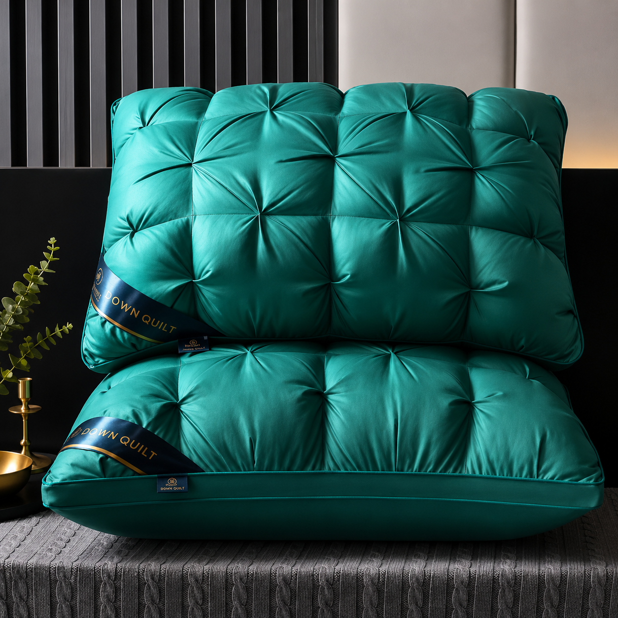 Oreiller confort doux en polyester et coton – mise en situation dans la chambre