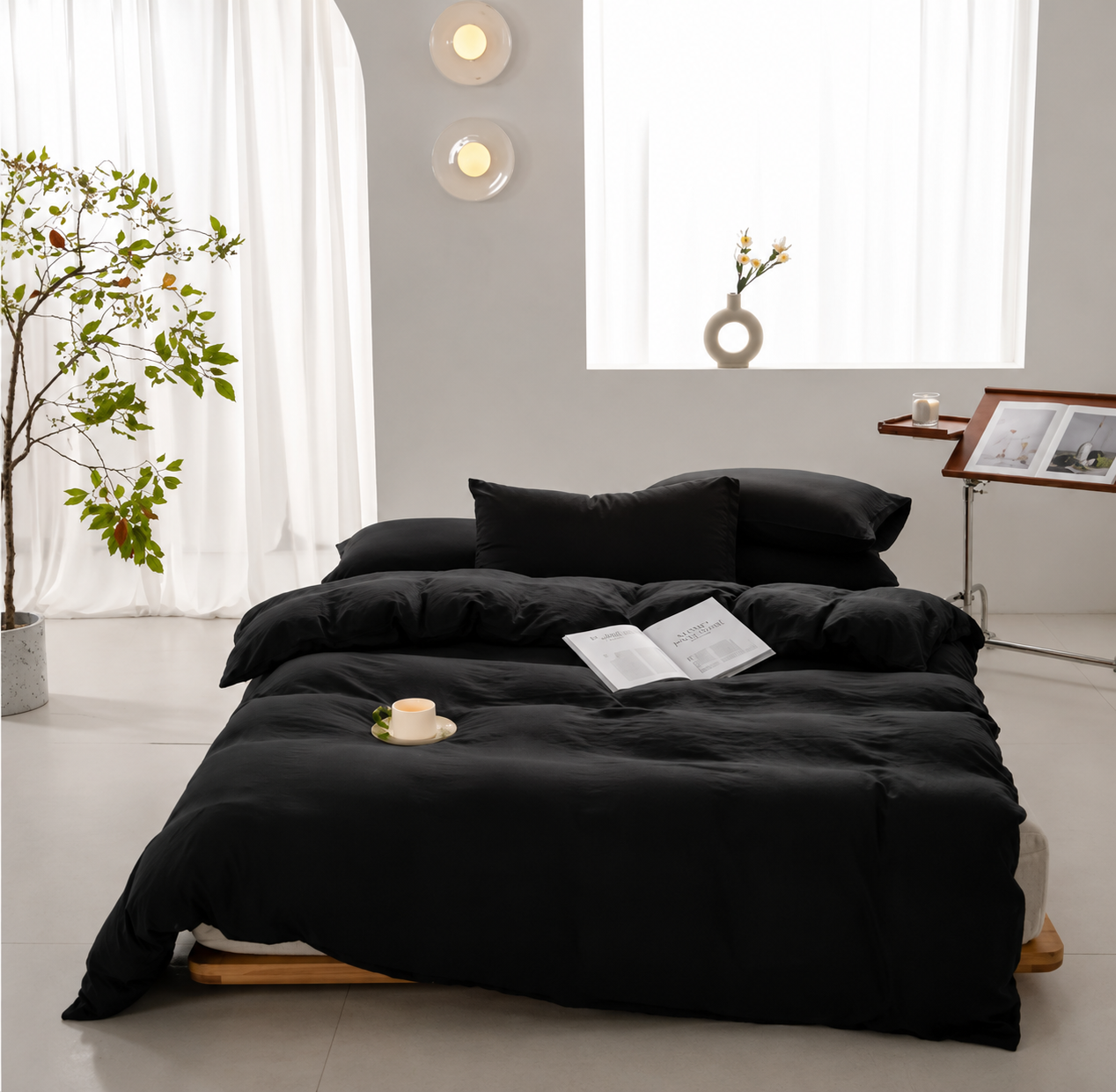 Housse de couette Velora en microfibre unie – présentation du coloris