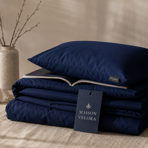 Housse de couette Velora en microfibre unie – vue d'ensemble en situation