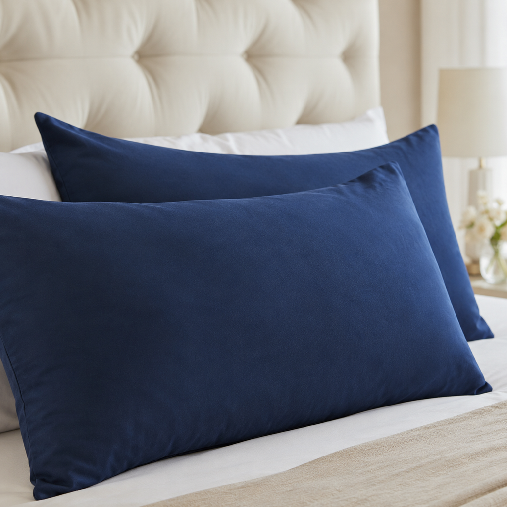Taie d'oreiller 100% coton 50x70 cm unie – vue d'ensemble en situation