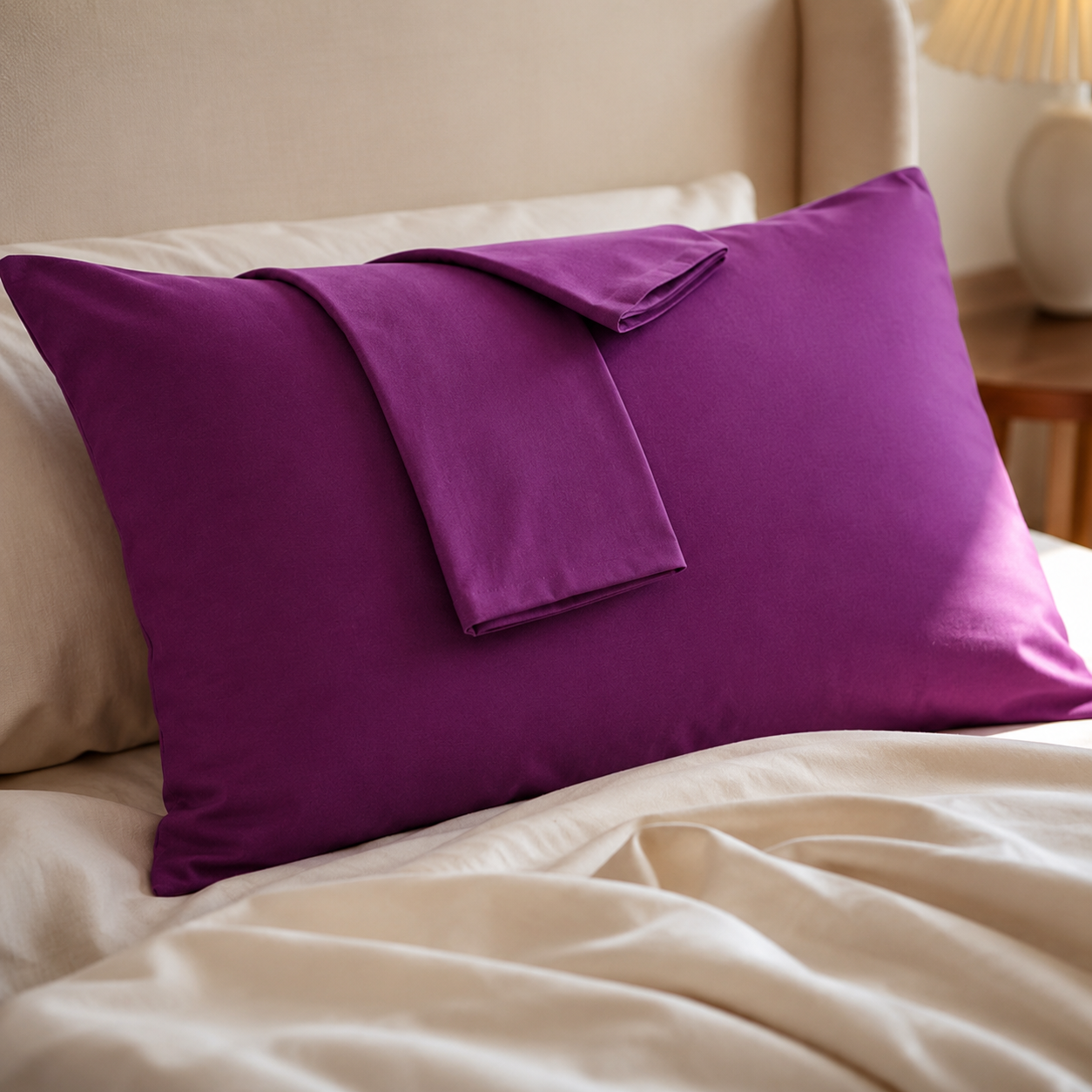 Taie d'oreiller 100% coton 50x70 cm unie – détail du tissage 500 fils