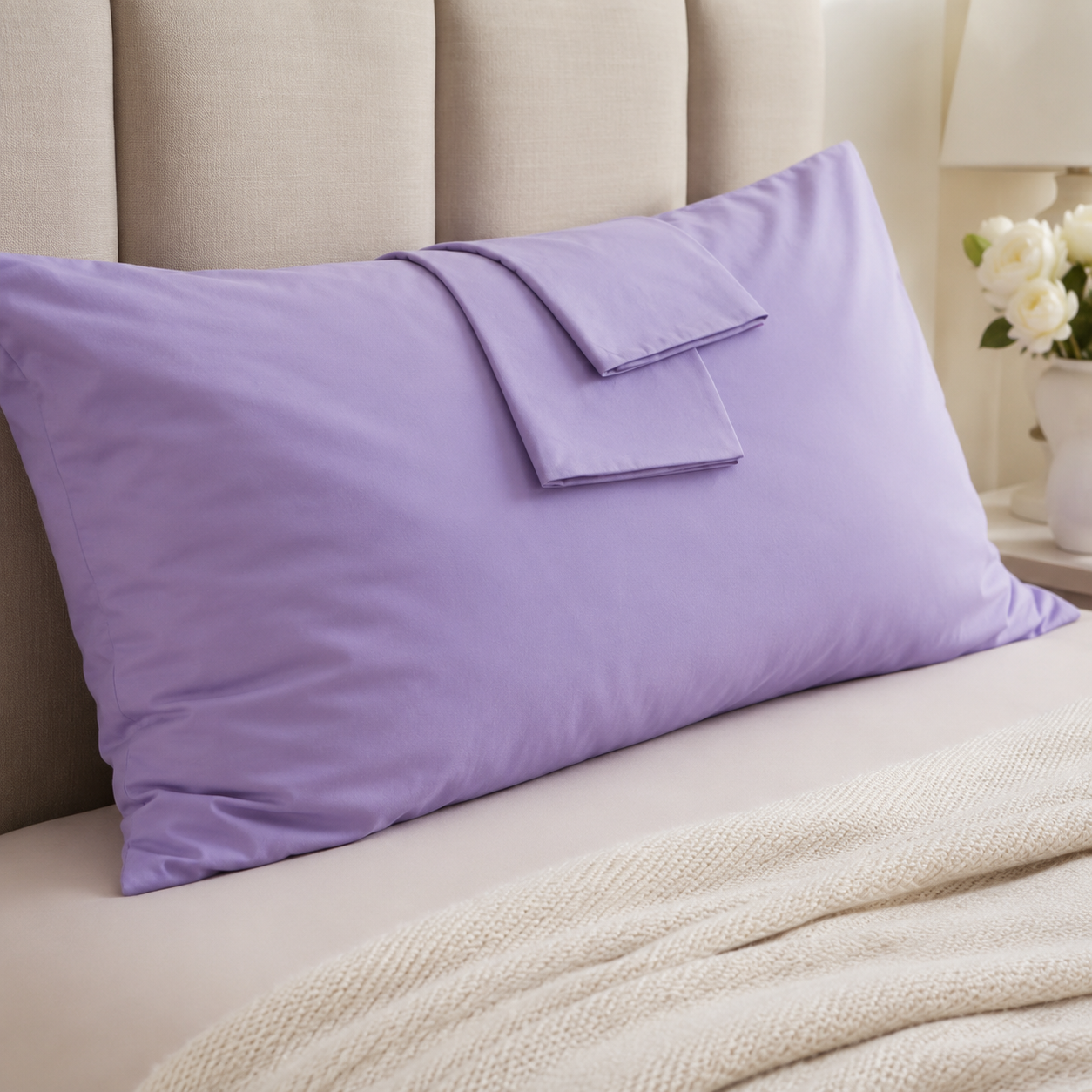 Taie d'oreiller 100% coton 50x70 cm unie – détail de la couture