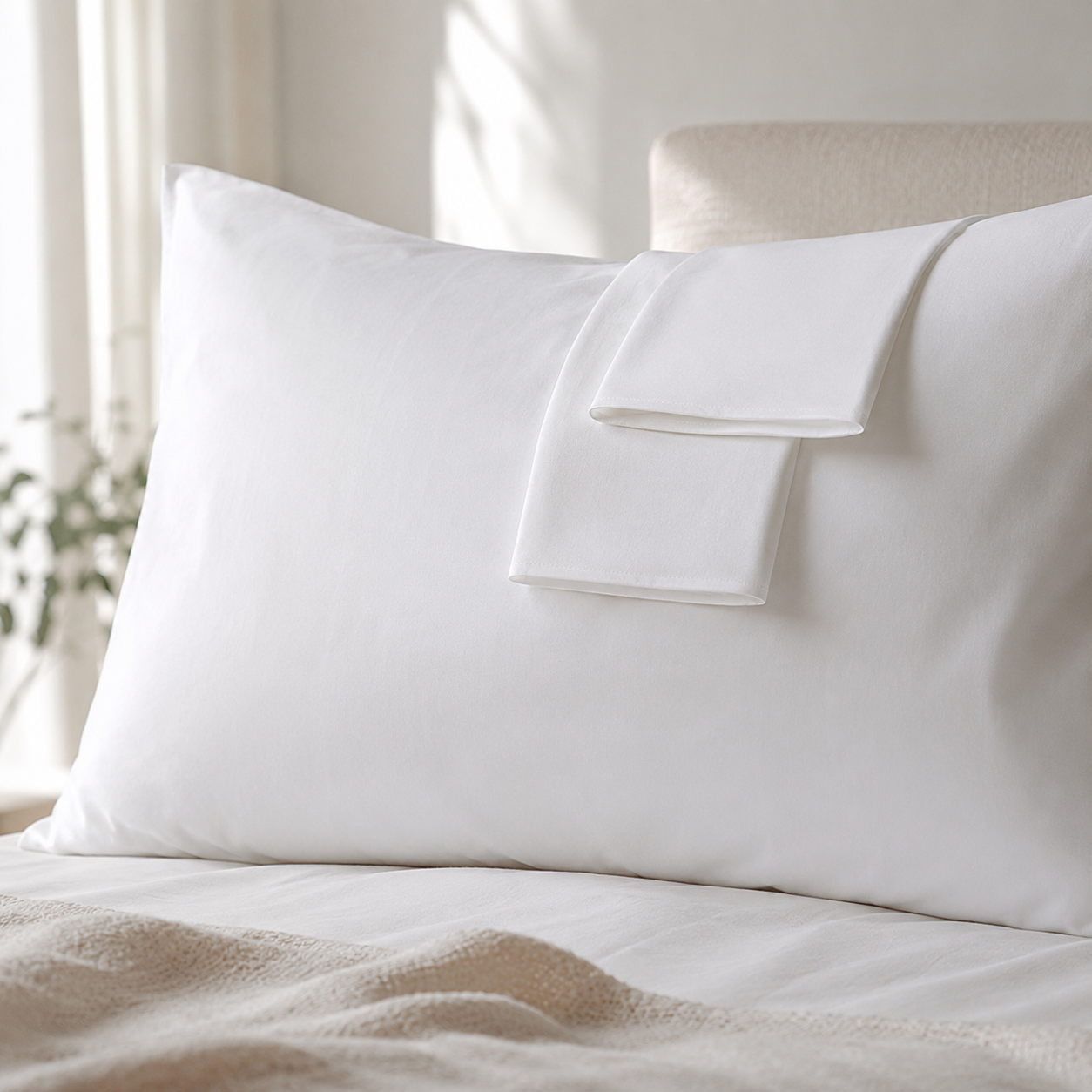 Taie d'oreiller 100% coton 50x70 cm unie – emballage du produit