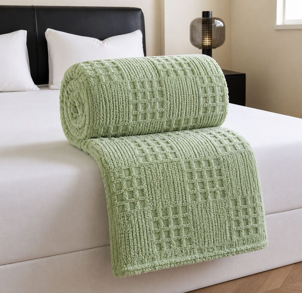 Plaid gaufré effet velours uni – vue principale