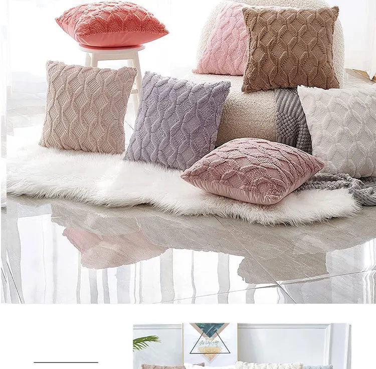 Housse de coussin moelleuse effet peluche 45x45 cm – détail des finitions