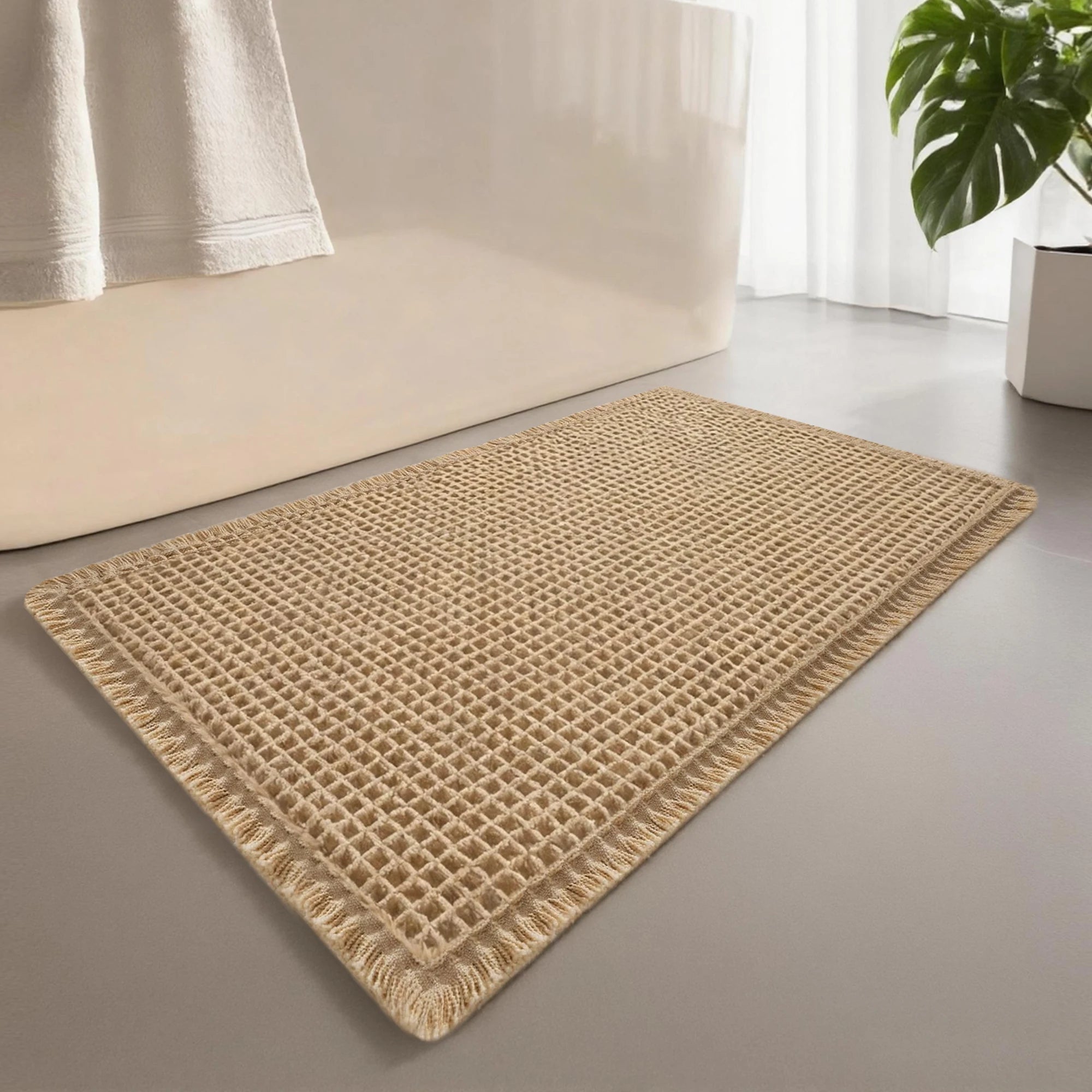 Tapis de bain gaufré antidérapant – vue rapprochée du tissu