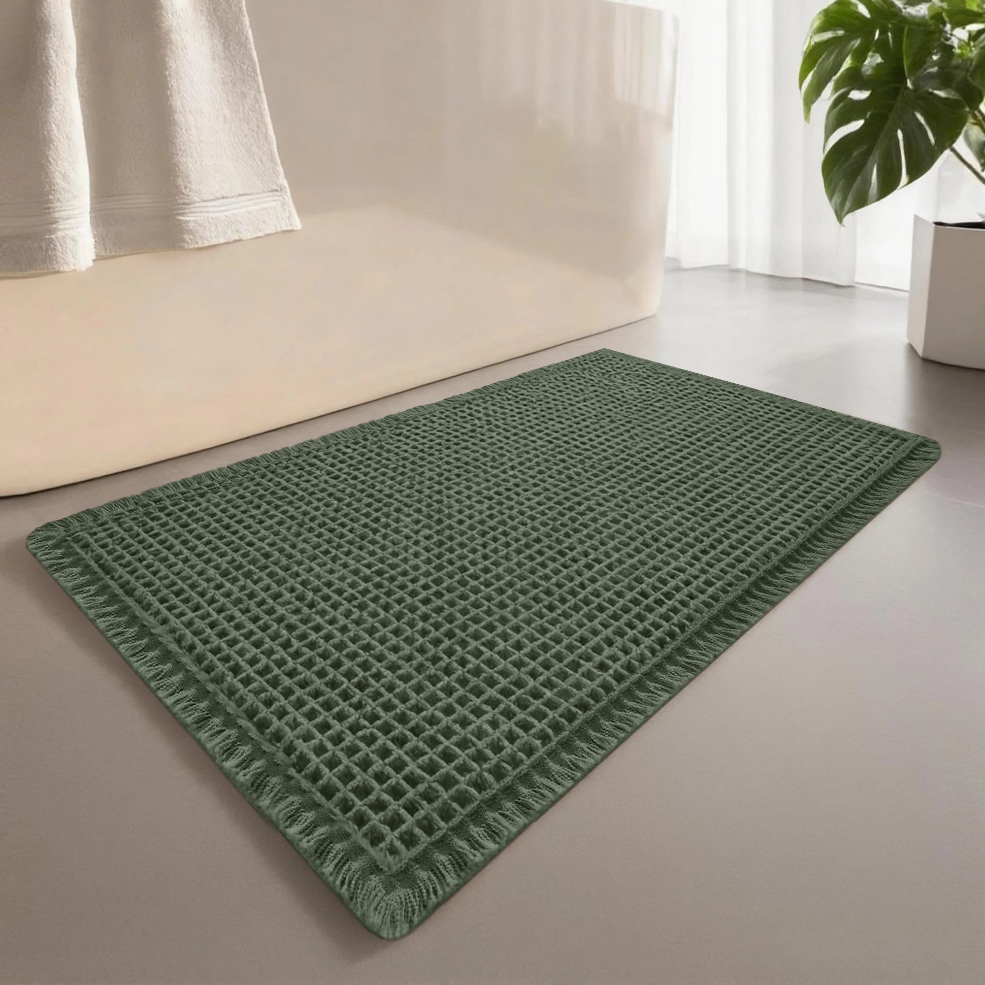 Tapis de bain gaufré antidérapant – devant une douche