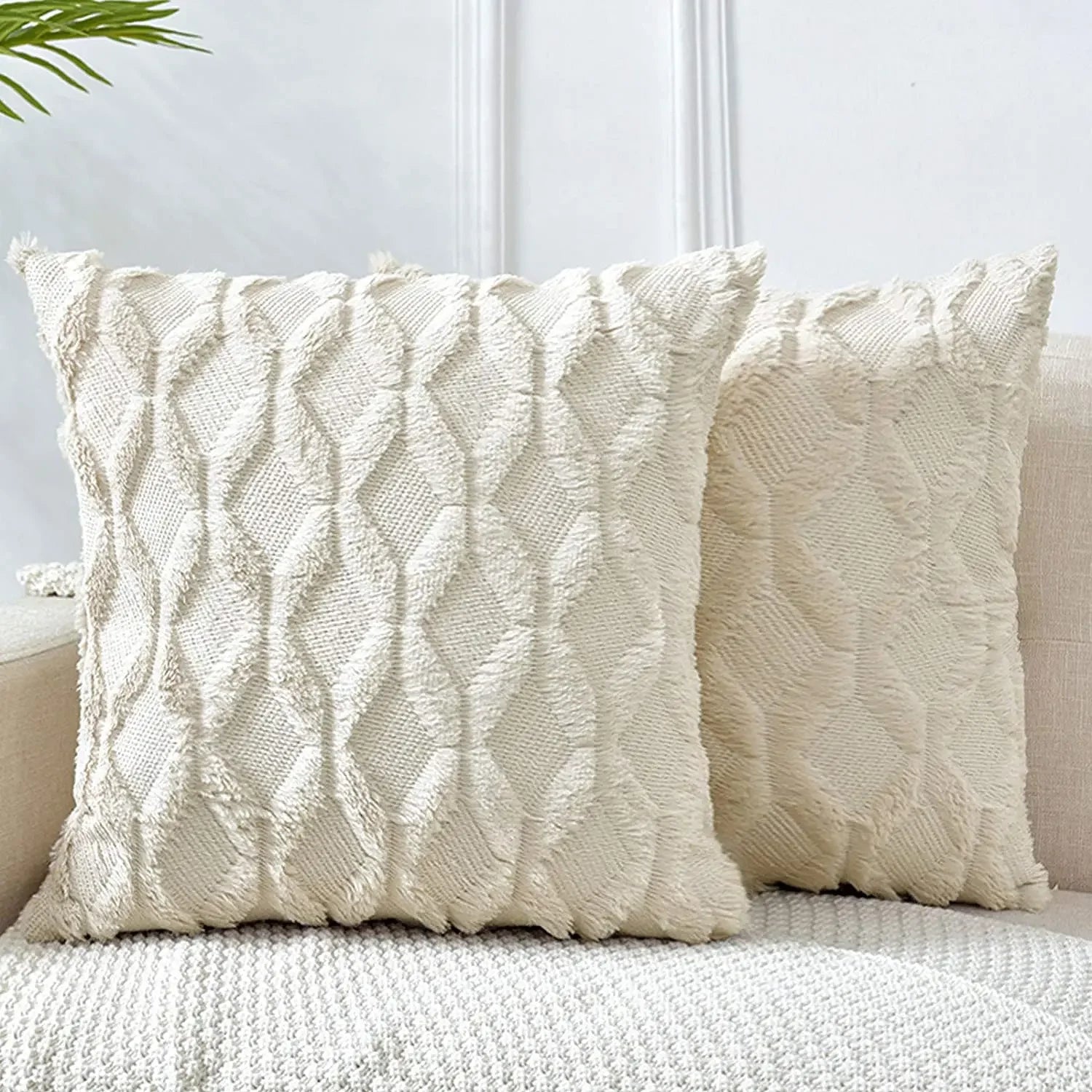 Housse de coussin moelleuse effet peluche 45x45 cm – vue rapprochée du tissu