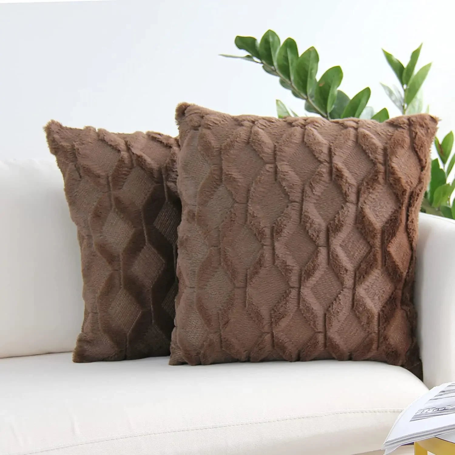 Housse de coussin moelleuse effet peluche 45x45 cm – détail du tissage